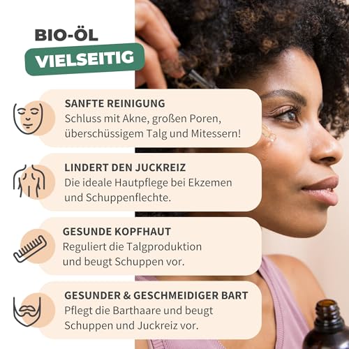 BIONOBLE Schwarzkümmelöl Bio Kaltgepresst - 100% Natürlich, Ohne Hexan - Mildert Unreinheiten - Schwarzkümmelöl Gesicht, Haare, Haut - Vegan Black Seed Oil - Glasflasche, Pipette, Pumpe - 50ml