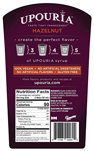 Upouria Hazelnut & Mocha Coffee Syrup Flavoring, 100% Vegan, Gluten Free, Kosher, 750 Ml Bottle (Pack Of 2) With 2 Coffee Syrup Pumps #TOP4