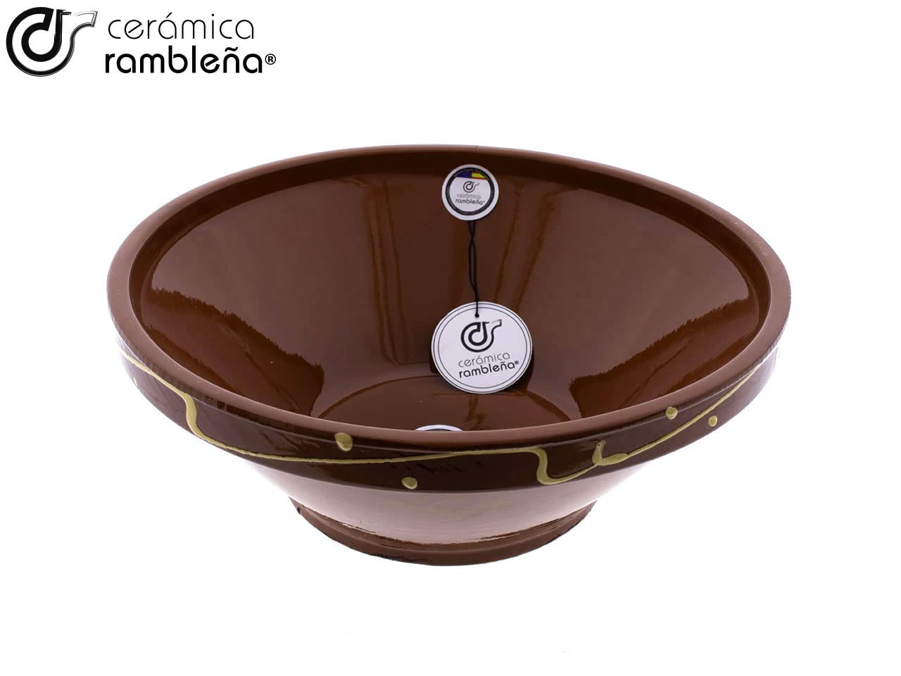 CERAMICA RAMBLEÑA | Ceramiczna miska sałatkowa | Oryginalne salaterki | Salaterki z czerwonego błota - model 21 | 100% ręcznie robiona dekoracja | 28.5x28.5x10 cm