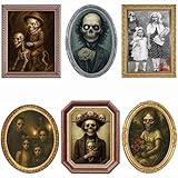 Halloween Decorations Indoor Scary Wall Decor, 6Pack 3D Changing Face Moving Picture Frames Portrait, Gothic Horror Poster Castle Haunted House Mansion Decor Decoration Party Supplies