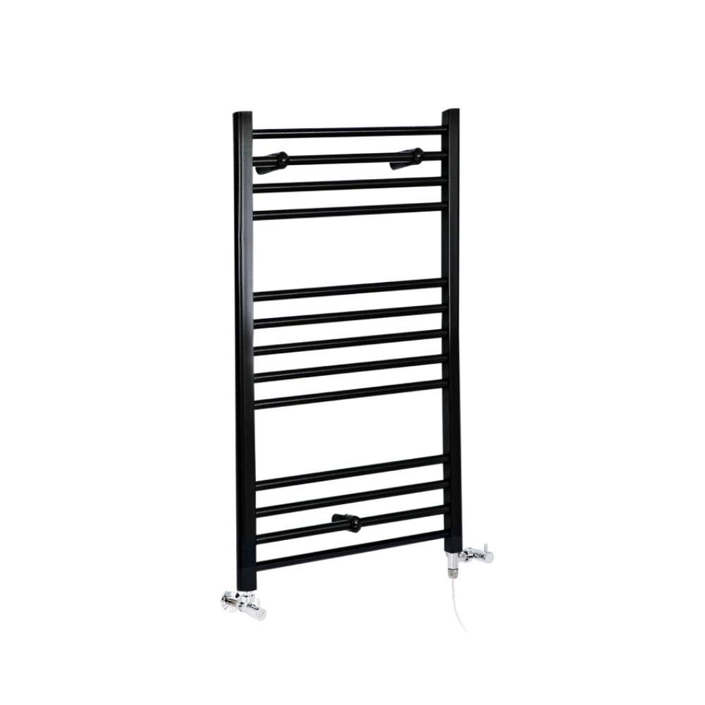 Milano Nero Black Dual Fuel Straight Heated Towel Rail - 1000mm x 500mm