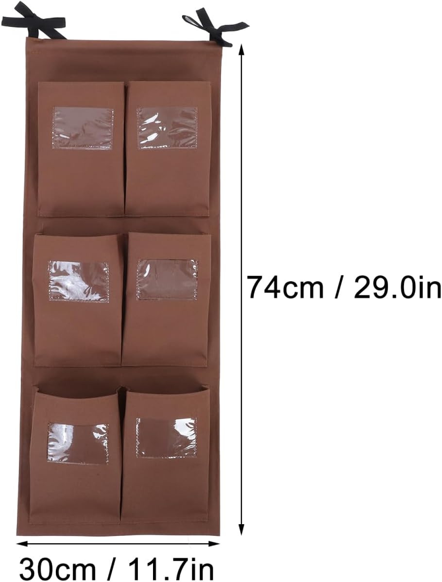 OUNONA Housekeeping Cart Organizer Vertical Rag Bag with 6 Transparent Label Pockets 29.13 X 11.81 X 0.47 Inches Cleaning Supply Storage Tote Bag for Janitorial and Commercial Cleaning Carts