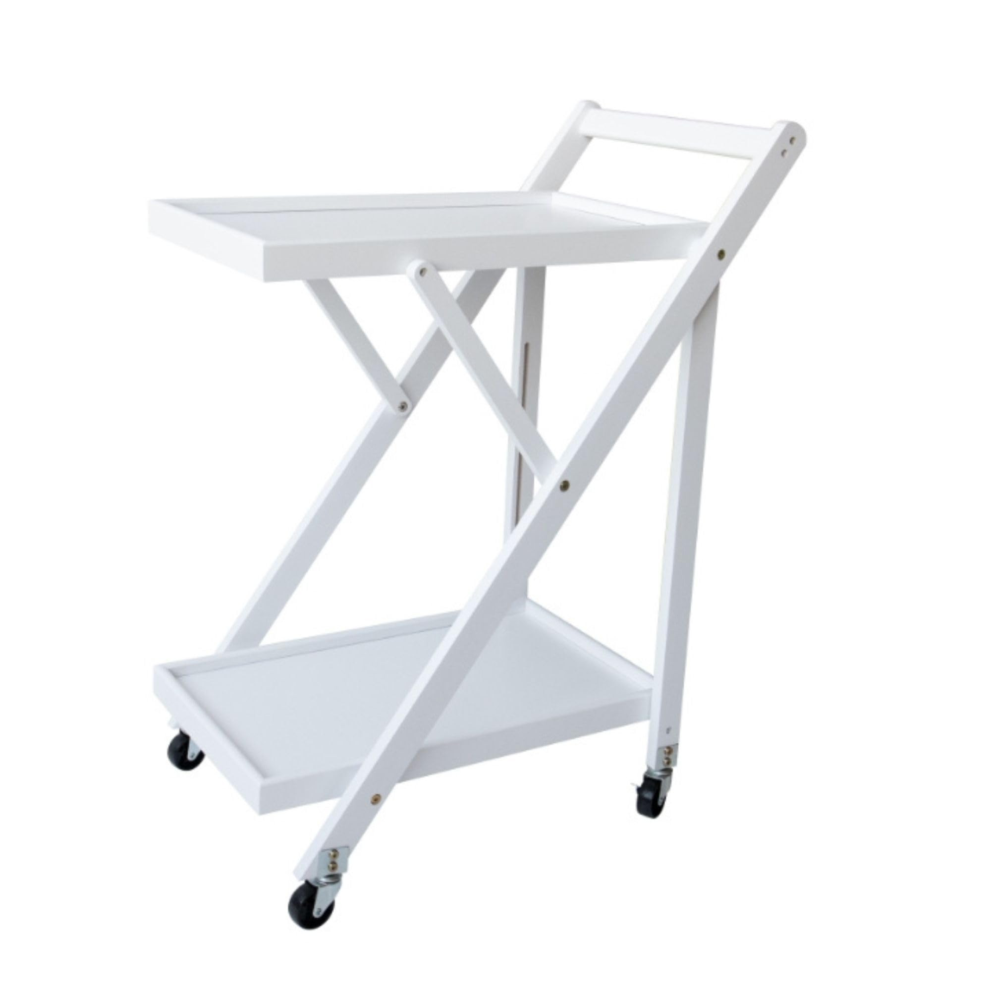 Camarera Plegable con Ruedas Carro de Servicio Plegable 65x40x85cm Color Blanco