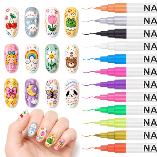 Image of 12 Color Nail Art Pens for Painting Nails 0.7 MM