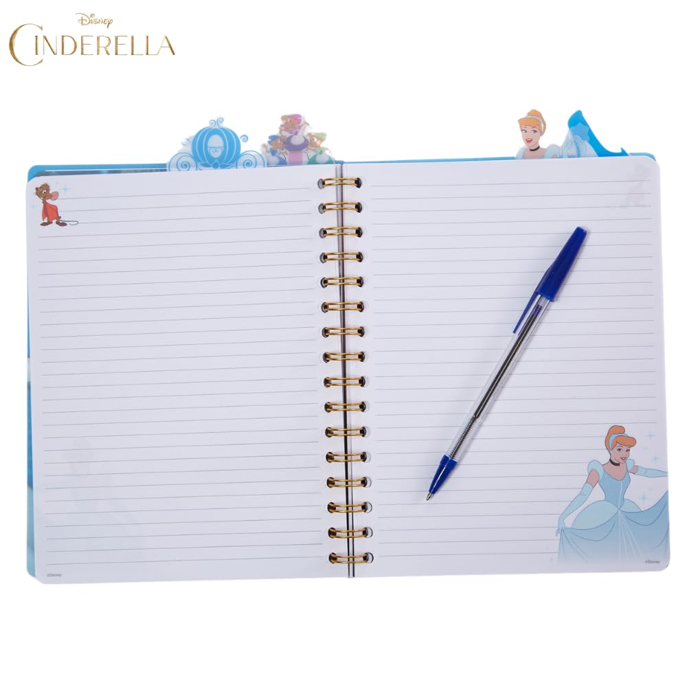 Disney Cinderella Tab Journal Notizbuch, Spiralbindung, 96 linierte Seiten, 20,3 x 17,8 cm