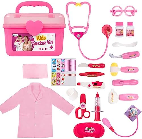 Liberry Durable Doctor Kit for Kids, 30 Pieces Pretend Play Educational Doctor Toys, Medical Kit with Stethoscope Doctor Role Play Costume, Doctor Playset for Toddler Girls Boys 3 4 5 6 7 8