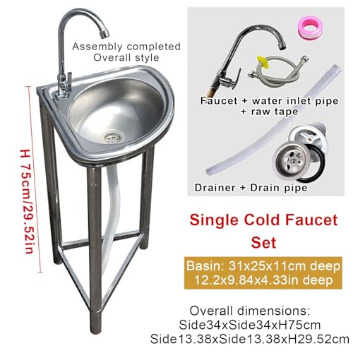 Cuve simple en acier inoxydable avec petit évier d'angle et robinet inclus