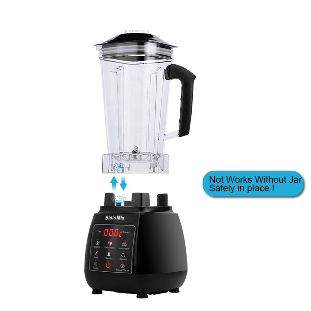 Frullatore Professionale, Frullatore Tritatutto Multifunzione Frullatore Smoothie Elettrico Portatile Frullatore per Alimenti Frullatore Frutta 45000Rpm 2200W,Nero