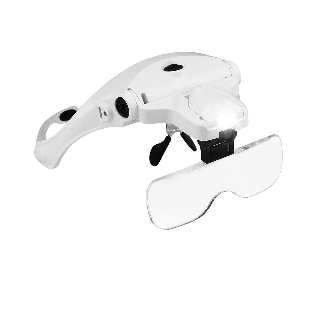 Glasses Head Magnifying with LED Light -1X to 3.5X Zoom with 5 Detachable Lenses Rechargeable Hands Free Magnifier Professional Jeweler's Loupe for Close Work,Sewing,Reading,Repair(Upgraded Version)