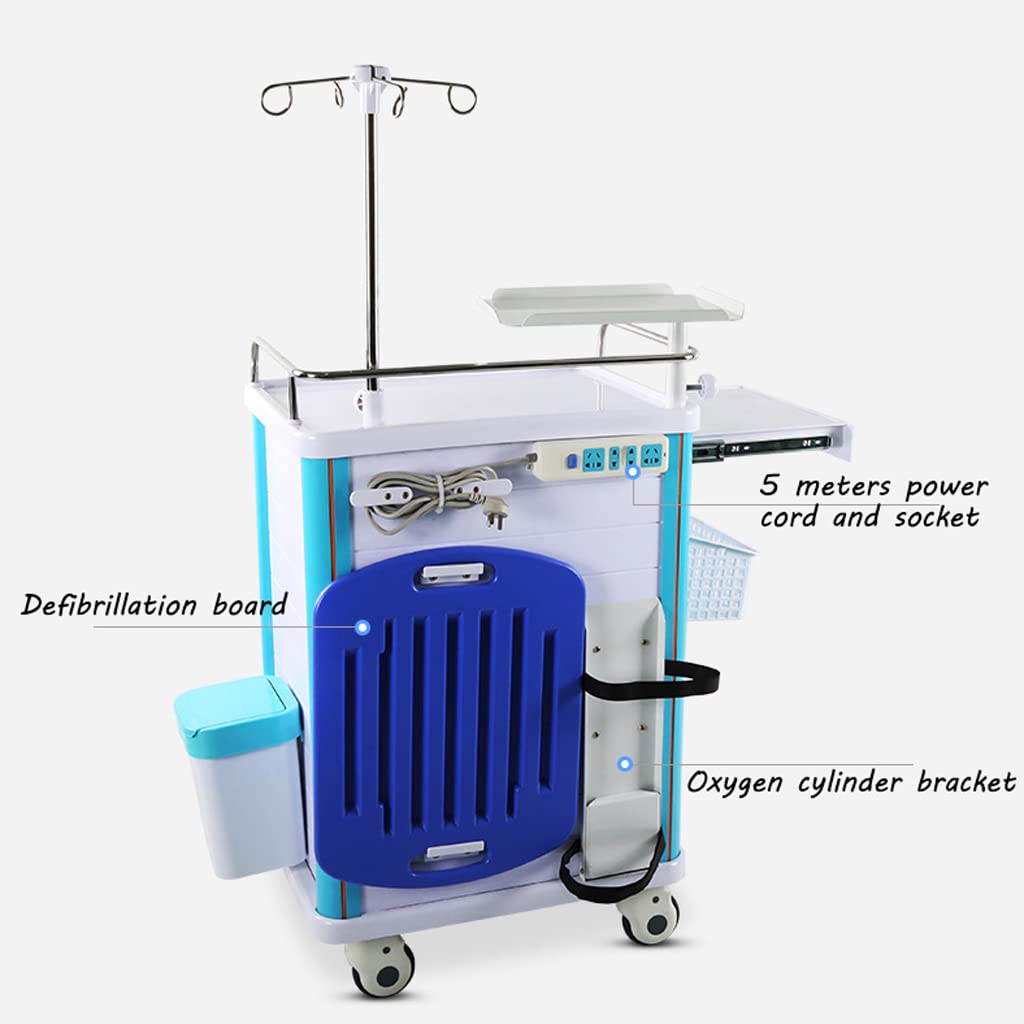 Carrello mobile con accessorio magnetico, supporto per O2, con divisori per ospedale e clinica, per forniture mediche