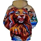 Material: Poliéster XINGMU Sudadera con Estampado 3D Sudadera con Capucha Y Sudadera León Y Anillo con Labios Rojos Traje De Manga Larga Jersey M