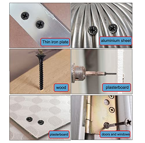 Wood Screws Assortment Kit Drywall Screws Set Phillips Tips, Assorted Screws, Flat Head Screws,Black Self Tapping Screws(152 Pcs) #TOP5