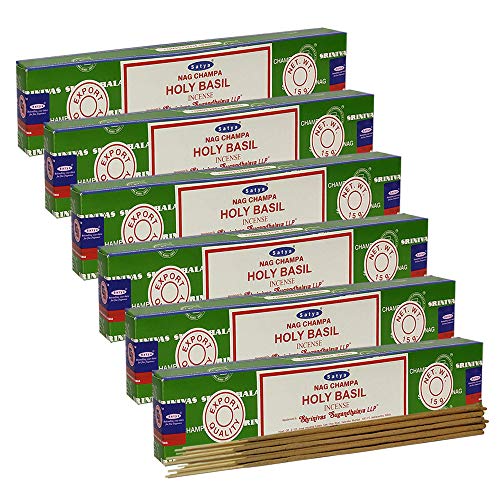 Trumiri Incense Stick Holder Bundle With Satya Nag Champa Holy Basil 15G Incense Sticks - Pack Of 6 (Approx 90 Sticks) #TOP1