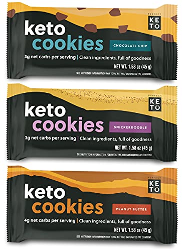 Perfect Keto Cookies - 6 Pack (12 Cookies) Low Net Carb Snacks & Sweets, No Added Sugar and Gluten-Free Cookies â€“ Keto Food for Healthy and Keto-Friendly Diet (Variety Bundle)