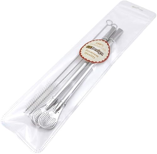 Miniatura 6 de GFDesign Yerba Mate Bombilla - Agitador de pajitas con filtro de calabaza, acero inoxidable 188 de grado alimenticio, juego de 2 con 2 cepillos de
