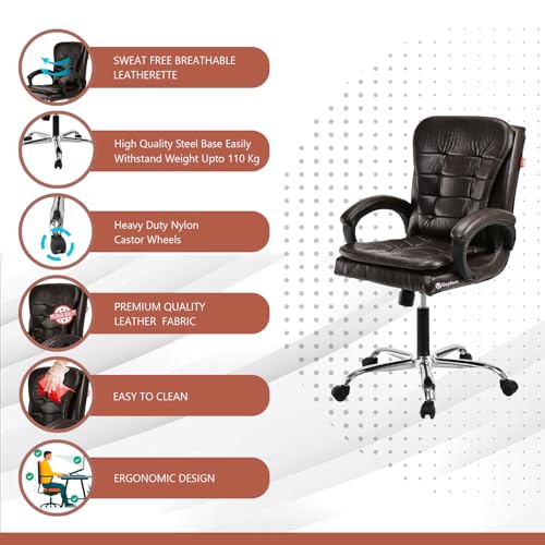 Image of GOYALSON Mesh Back Revolving Chair for Office Home Swivel Desk Chair with Comfortable Seating & Wheels (1, Coffee, Standard)