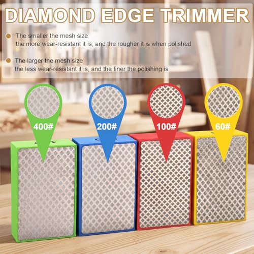 Eulihent 4 Stück Diamant Handpolierpads, Diamant Schleifpad, Fliesen Schleifblöcke Polierpads, Glas-Schleifpads für Granit, Marmor, Keramik | Körnung 60# 100# 200# 400#