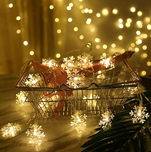 Preisvergleich Produktbild Schneeflocke Lichterketten,3M 20 Stück LED batteriebetriebene Lichterketten,Lichterkette Weihnachtsbeleuchtung,für Festival,Party,Zuhause sowie Garten, Fenster (warmweiß)