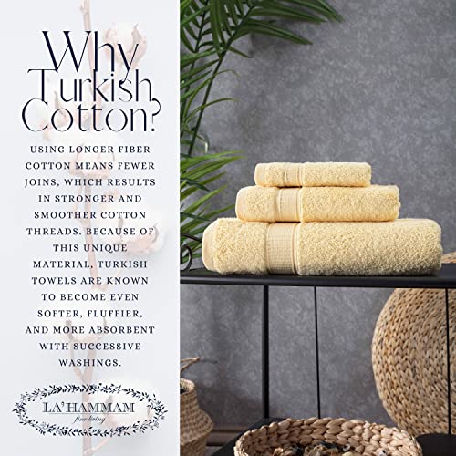 La Hammam 3 Piece Towel Set - 1 Bath Towels, 1 Hand Towels, 1 Washcloths For Bathroom, College Dorm, Kitchen, Shower, Pool, Hotel, Gym & Spa | Soft & Absorbent Turkish Cotton Towel Sets, Yellow #TOP5