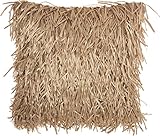 Mina Victory Shag Metallic Ribbon Shag Beige 20' x 20' Throw Pillow