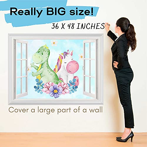 Unicorn Sticker Animal Wall Decals For Kids Room Wall Decor 36” X 48” Dinosaur Bedroom Decor Nursery Decals For Walls Window Wall Sticker Peel And Stick Wall Decals Mural Kids Room Unicorn Decal #TOP3