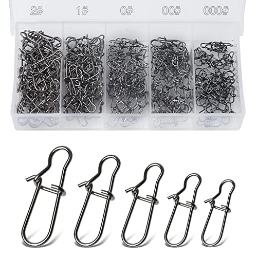 Realure 200 Piezas Snaps para Juego de Pesca de Remolino, Quick Change Snaps Angel, 5 Sizes Pesca Snaps con Duo, Easy Snap para señuelos y Conectores de línea, Accesorios de Pesca 000# 00# 0# 1# 2#