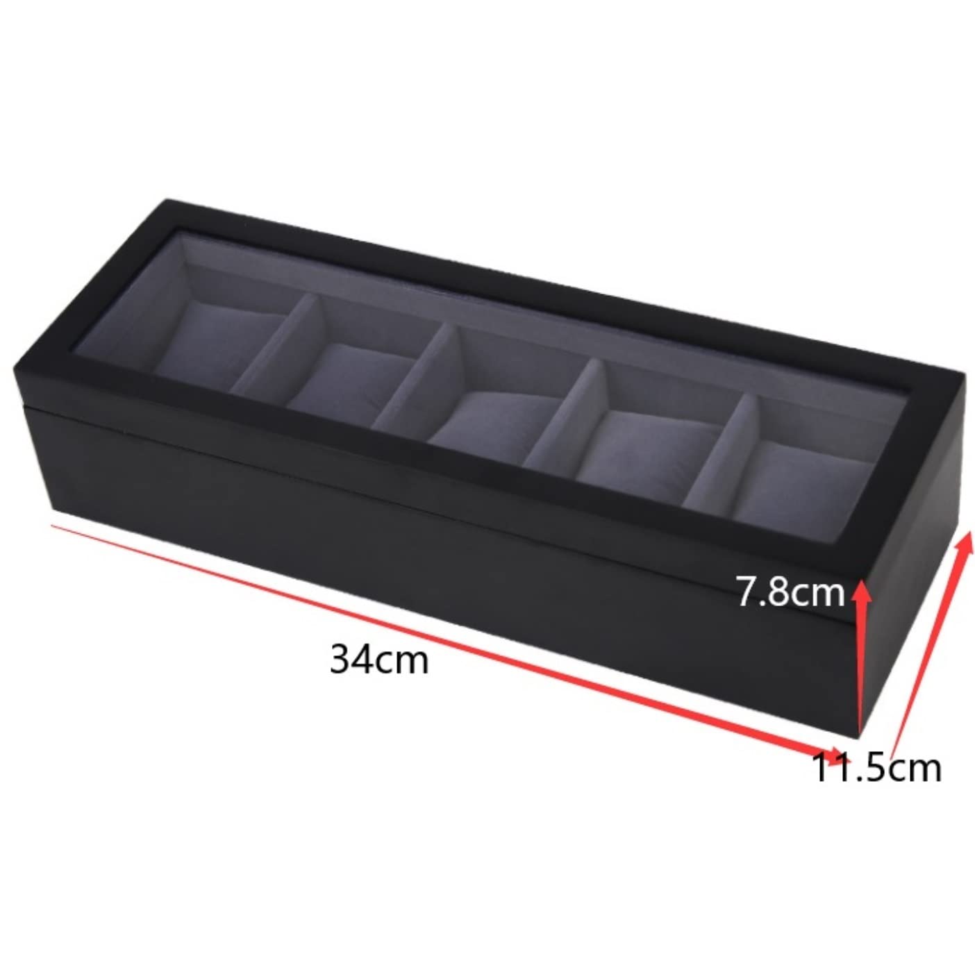Estuche Relojes Reloj Organizador Pantalla Transparente Superior Madera 5 Ranuras Caja Almacenamiento Soporte Regalos De Cumpleaños Organizador(White Black)