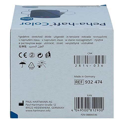 HARTMANN 9324742 Peha-Haft Color Kohäsive Elastische Fixierbinde, Blau, 8cm x 20m