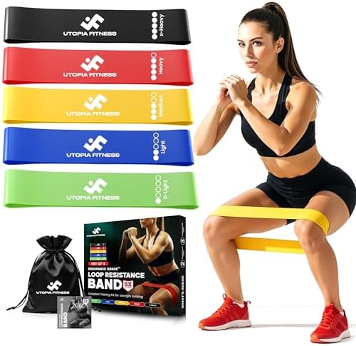 Utopia Fitness Loop Resistance Bands for Working Out Set of 5, Re...