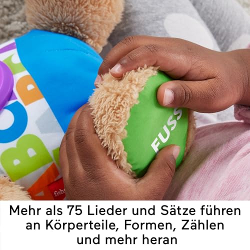 Fisher-Price Lernspaß-Hündchen mit drei Stufen, sprechendes Kuscheltier mit Musik als Kinderspielzeug und Baby Spielzeug, Interaktiver Teddybär, Babyspielzeug ab 6 Monate, Deutsche Version, FPM50
