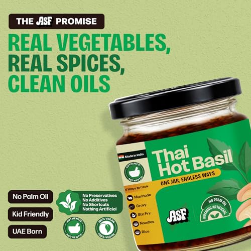 Image of ASF Thai Hot Basil Sauce, 180g | Thai Cooking Sauce for Noodles, Fried Rice & Tofu Stir Fry | No Palm Oil | 100% Vegan | No Preservatives | Clean Label | Conceptualized in the UAE