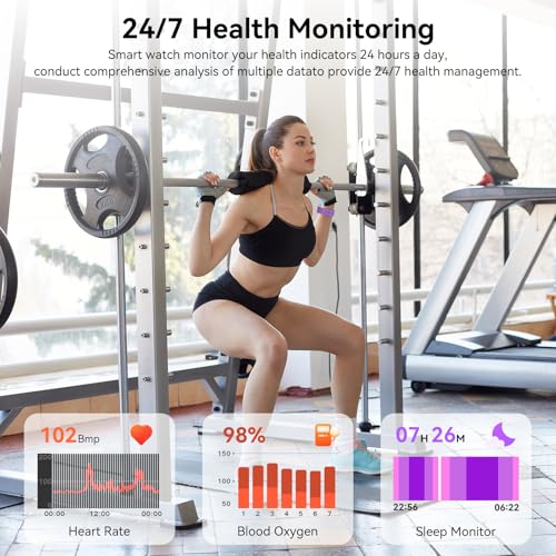 Image of Smart Watch for Men - 1.85 inch HD 2026 Upgraded Fitness Tracker Bluetooth Call and Text Smartwatch with 7 Day Battery 5 ATM Waterproof Heart Rate Sleep Monitor 130+ Sport Modes for Android & iOS (Purple)