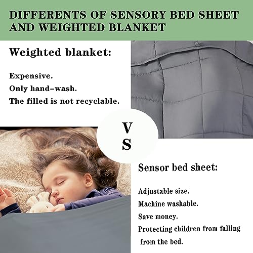 Image of Ntomtuex Sensory Bed Sheet for Compression Reduced Pressure Weighted Blanket to Keep Nice Sleeping Comfortable with Light Breathable Polyester, Grey,38 inchx60 inch