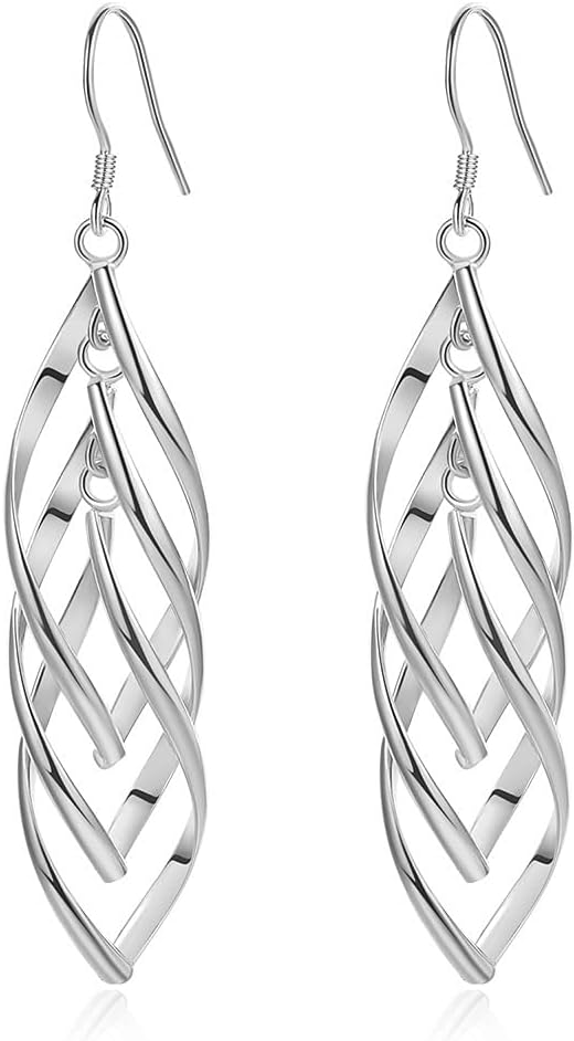 Sterling Silver Plated Earrings Dangle Earrings Linear Drop Statement Earrings for Women