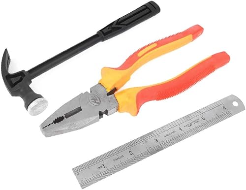 X-DREE - Juego de herramientas de mano para reparación de herramientas de 3 martillos alicates, amarillo negro y rojo (Juego de herramientas de para