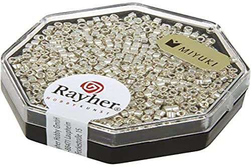 Rayher Perles de Rocailles Delica p. bijoux 1,6mm ø métallique argenté, 14760606