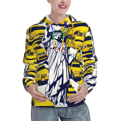 Sweat à capuche pour femme EdWal imprimé New York City avec poche kangourou et coupe ajustée