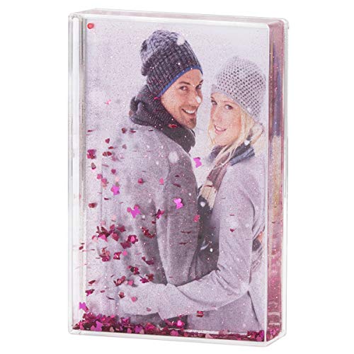 NIUBEE 5x7 Glitter Liquid Photo Frame,Plastic Acrylic Floating Sparkle Water Picture Frames for Gifts (Pink)