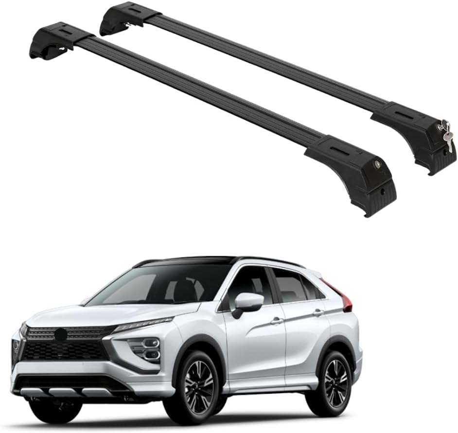 ERKUL Roof Rack Cross Bars for Mitsubishi Eclipse Cross 2018-2026 | Aluminum Crossbars with Anti Theft Lock for Rooftop | Compatible with Flush Rails - Black