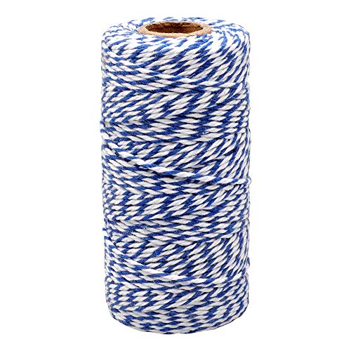 jijAcraft 100 M Dark Blue and White Cotton Twine String, Durable Baker's Twine, Packing Twine String for Gardening Applications