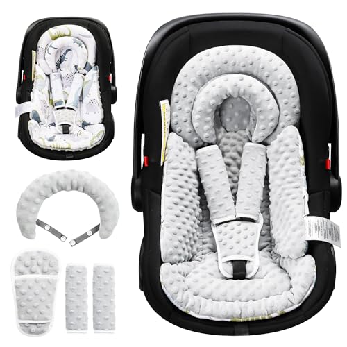 Image of BOMOLOUR Infant Car Seat Insert with Removable Cushion for Baby Preemie Newborn Infant, Reversible carseat Insert Head Body Support Fits for Stroller, Baby Swing, Rocker, Bouncer, Bassinet - Grey