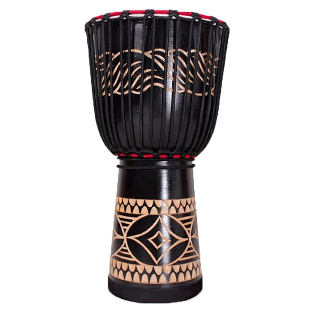 LIOONS Tambour Classique Tambour à Main Tambour à Main Gravure Noire Djembes Instrument à Percussion Tambour Adulte Musique Kit de Batterie Caisse Claire
