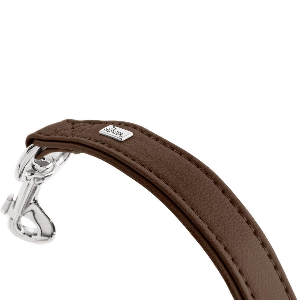 HUNTER Amalfi Dog Lead Chocolate Brown Vegan Faux Leather Nappa Look with Hand Strap Soft Easy Care Brilliant Colour Made in Germany Size: 20/100 - Image 2
