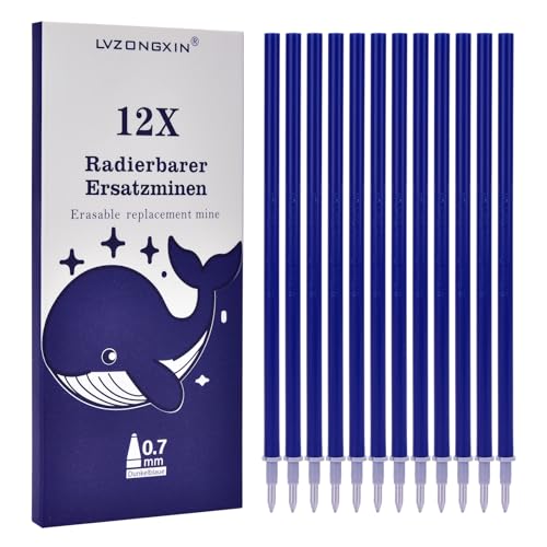 Ersatzminen Kompatibel Mit Legami [ DunkelBlau 12er] Spitze 0 7mm Höhe 13 cm Radierbare Tintenrolle
