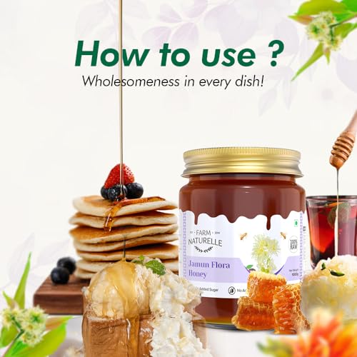 Image of Farm Naturelle Raw Natural Honey 1kg | Glass Bottle | 100% Pure Unprocessed & Natural Honey | Ayurvedic & Rich in Vitamins and Minerals | Helps Boost Immunity