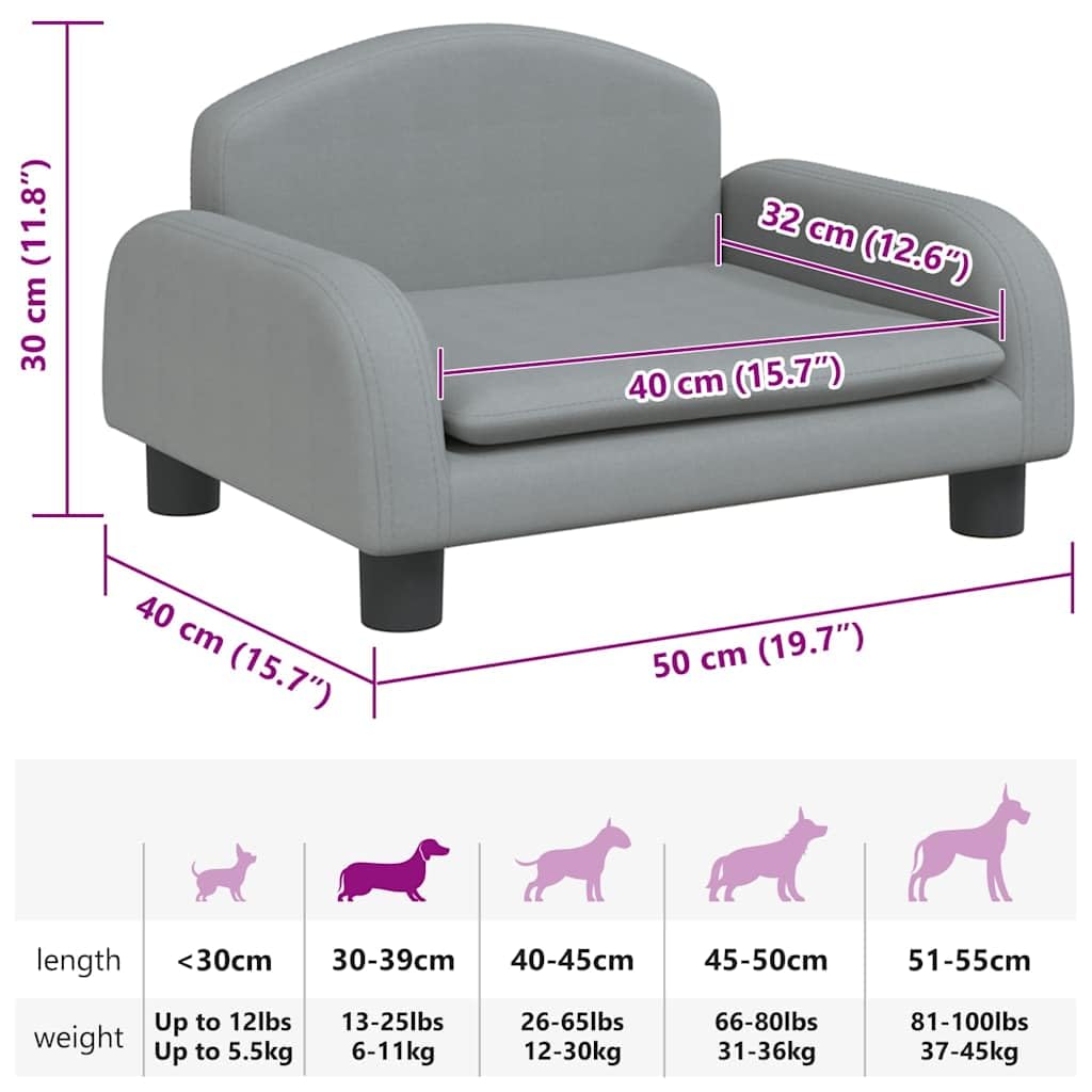Cama para perro, color gris claro, 50 x 40 x 30 cm