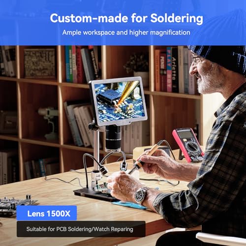 undefined TOMLOV TriL110 3-Lens Digital Microscope: 10.1" 2500X 2K HDMI Coin Microscope Magnifier for Whole Coin View with IPS Screen, LCD Soldering Microscopes for Adults, 14 LED Lights, PC/TV Compatible, 64GB の商品画像 3