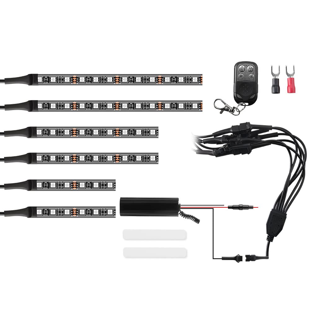 6 pezzi Kit di strisce luminose a LED per moto RGB flessibile Luce al neon sotto il bagliore Telecomando senza fili per auto Harley LED Rock Light Impermeabile
