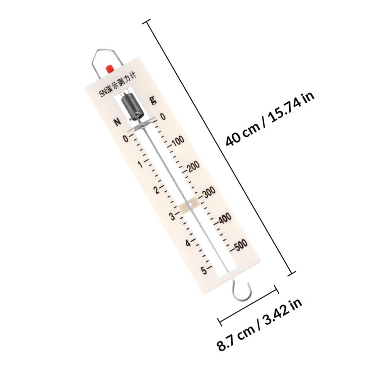 Spring Dynomometer Force Gauge with Hook, Two Scales
