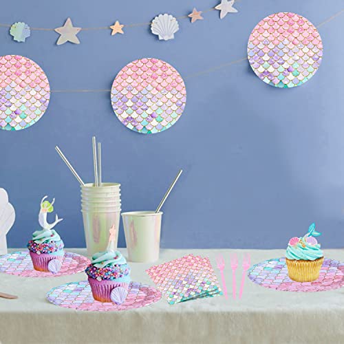 Askljeby SHENRIPAN-MEIREYU 96 Pcs Mermaid Birthday Party Supplies Plates And Napkins Set thumb #4
